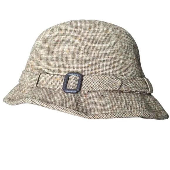 Knox New York Hat Tweed Tan Buckled Size 7 1/8 - Picture 5 of 6